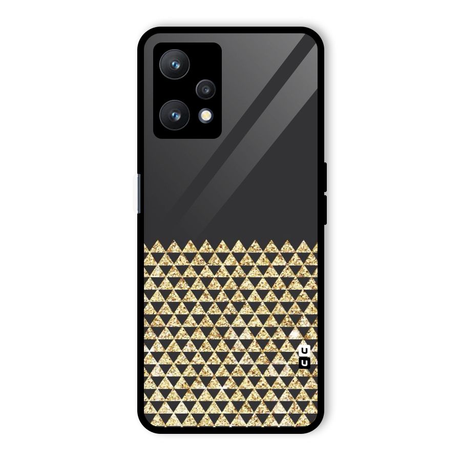 Dark Grey Golden Triangles Glass Back Case for Realme 9 Pro 5G