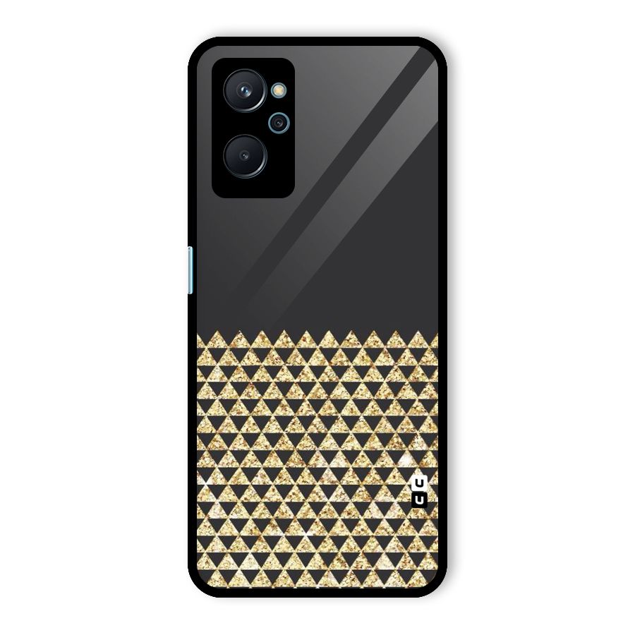 Dark Grey Golden Triangles Glass Back Case for Realme 9i