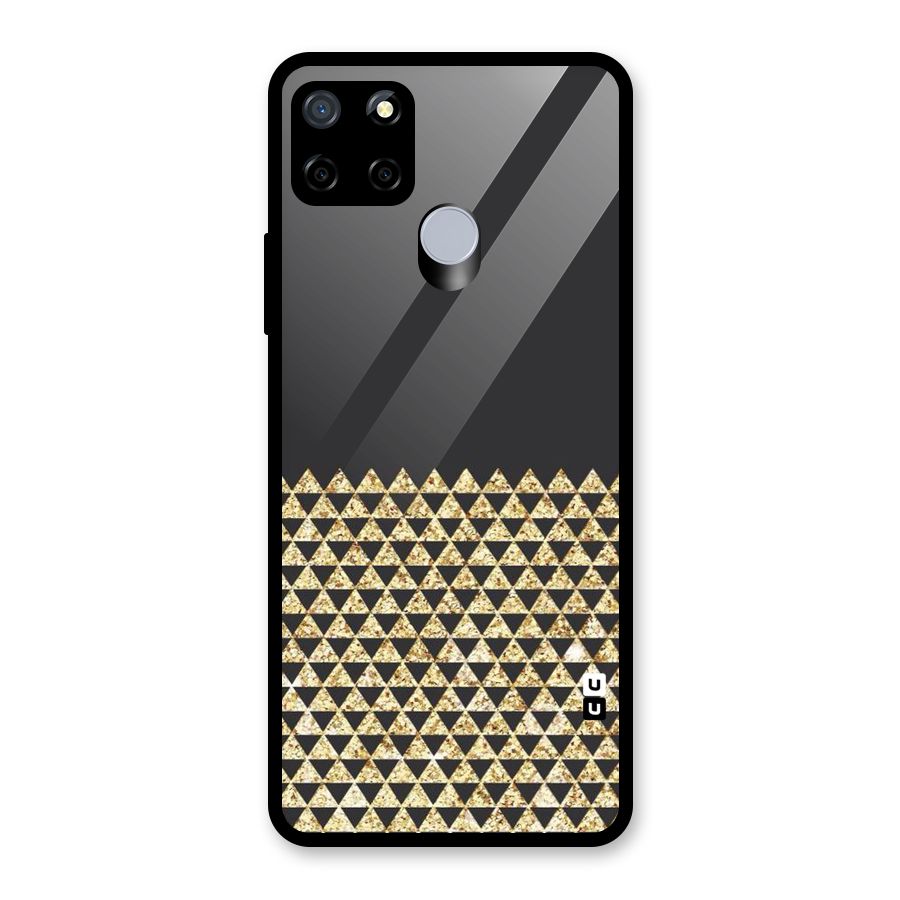 Dark Grey Golden Triangles Glass Back Case for Realme C15