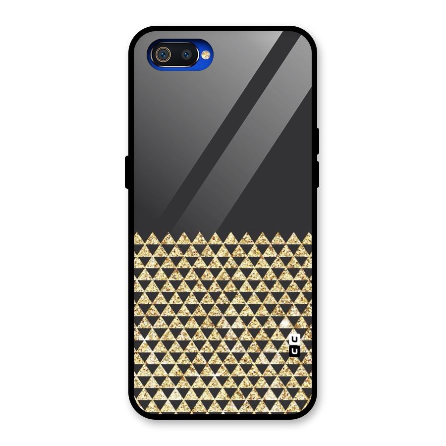 Dark Grey Golden Triangles Glass Back Case for Realme C2
