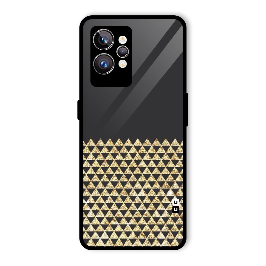 Dark Grey Golden Triangles Glass Back Case for Realme GT2 Pro
