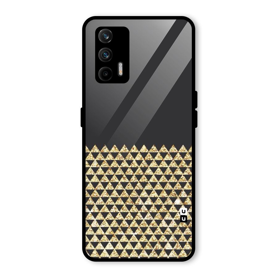 Dark Grey Golden Triangles Glass Back Case for Realme GT 5G