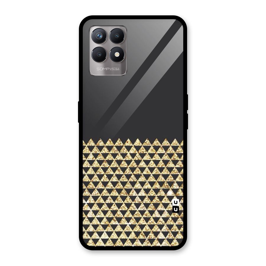 Dark Grey Golden Triangles Glass Back Case for Realme Narzo 50