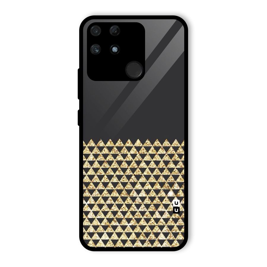 Dark Grey Golden Triangles Glass Back Case for Realme Narzo 50A