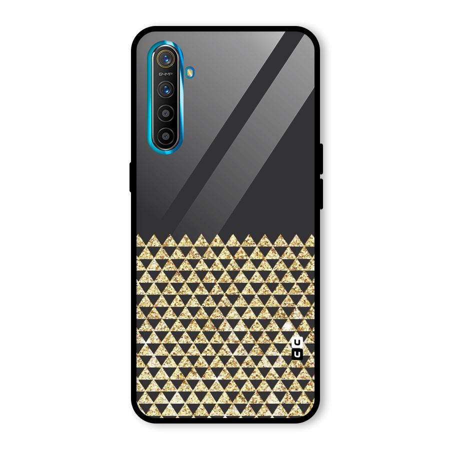 Dark Grey Golden Triangles Glass Back Case for Realme X2