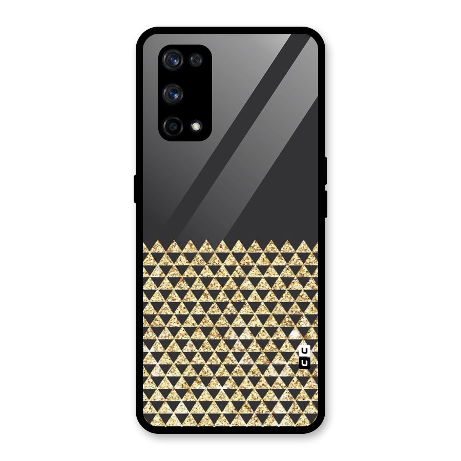 Dark Grey Golden Triangles Glass Back Case for Realme X7 Pro