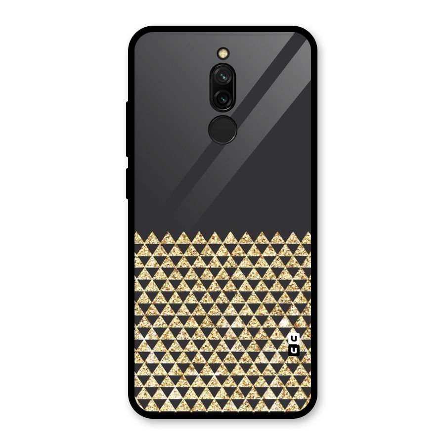 Dark Grey Golden Triangles Glass Back Case for Redmi 8