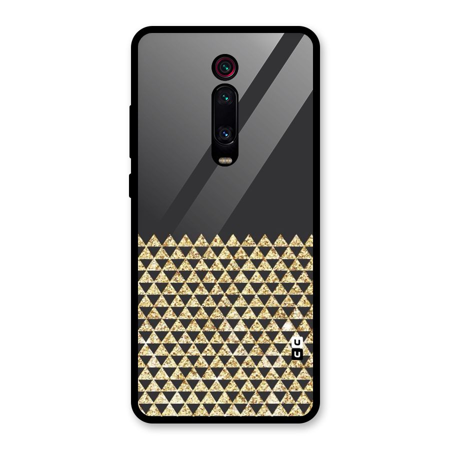Dark Grey Golden Triangles Glass Back Case for Redmi K20