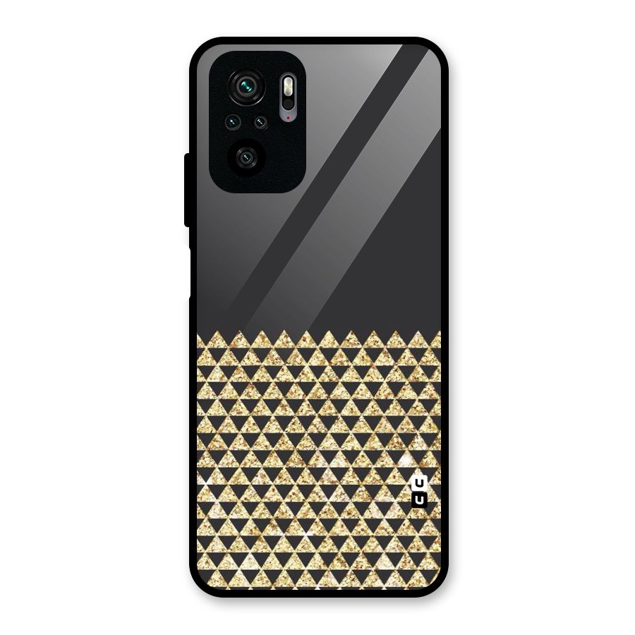 Dark Grey Golden Triangles Glass Back Case for Redmi Note 10S