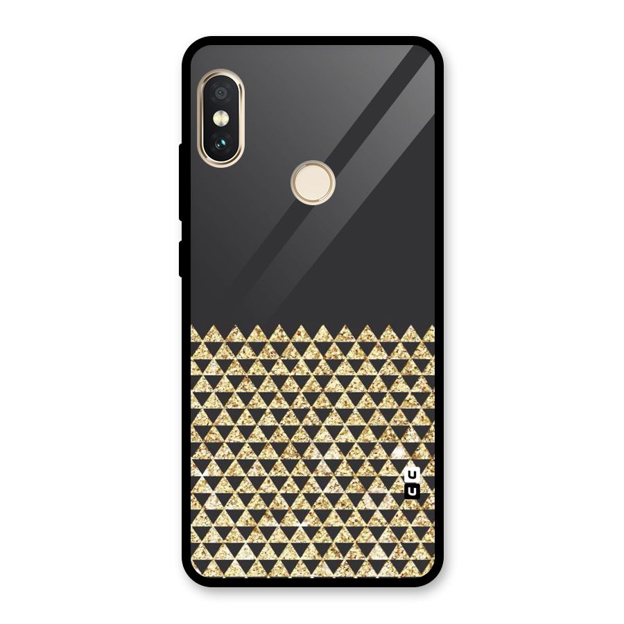 Dark Grey Golden Triangles Glass Back Case for Redmi Note 5 Pro