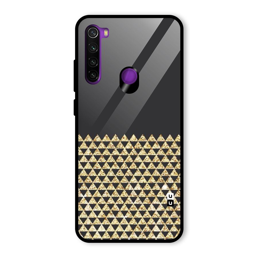 Dark Grey Golden Triangles Glass Back Case for Redmi Note 8