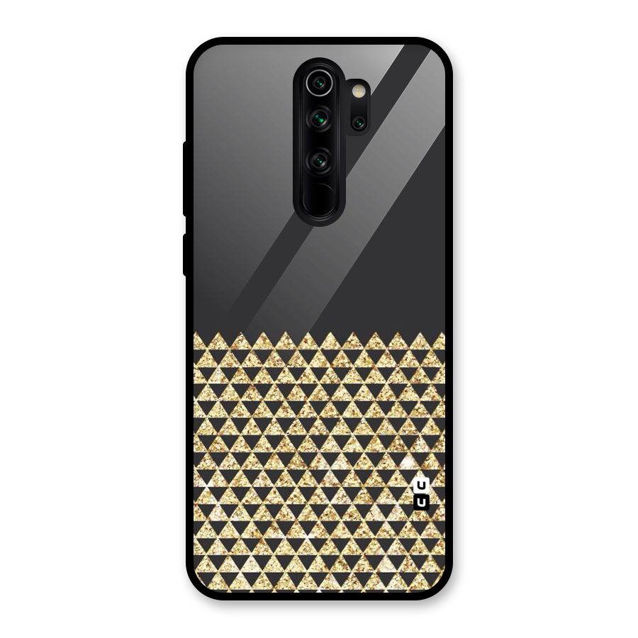 Dark Grey Golden Triangles Glass Back Case for Redmi Note 8 Pro