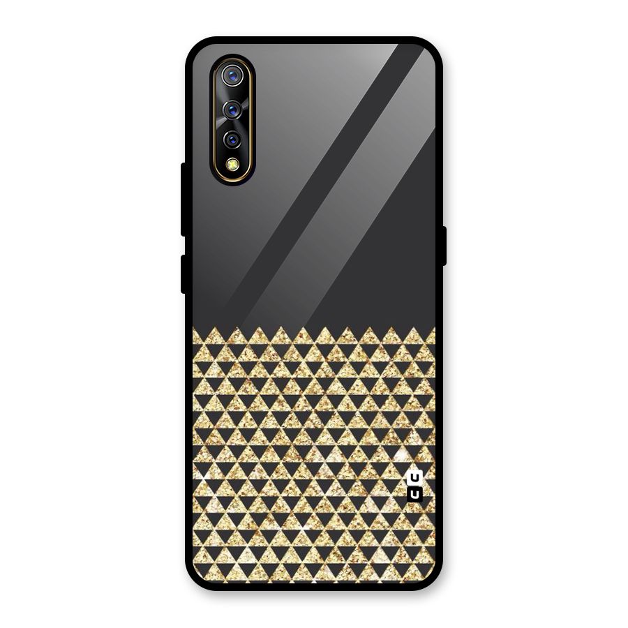 Dark Grey Golden Triangles Glass Back Case for Vivo S1