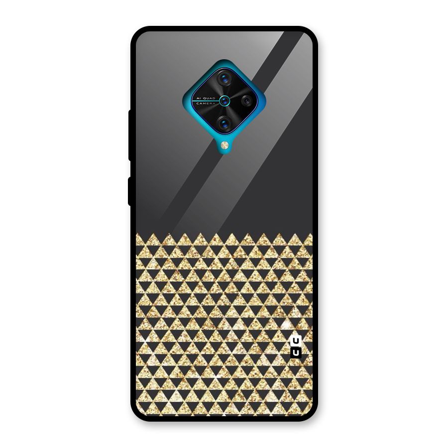 Dark Grey Golden Triangles Glass Back Case for Vivo S1 Pro