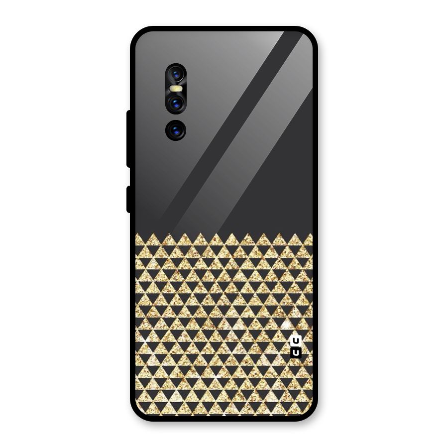 Dark Grey Golden Triangles Glass Back Case for Vivo V15 Pro