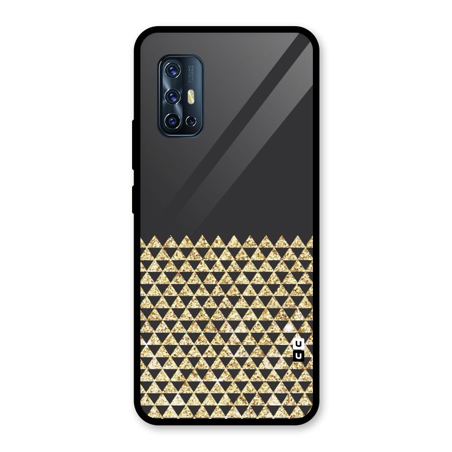 Dark Grey Golden Triangles Glass Back Case for Vivo V17