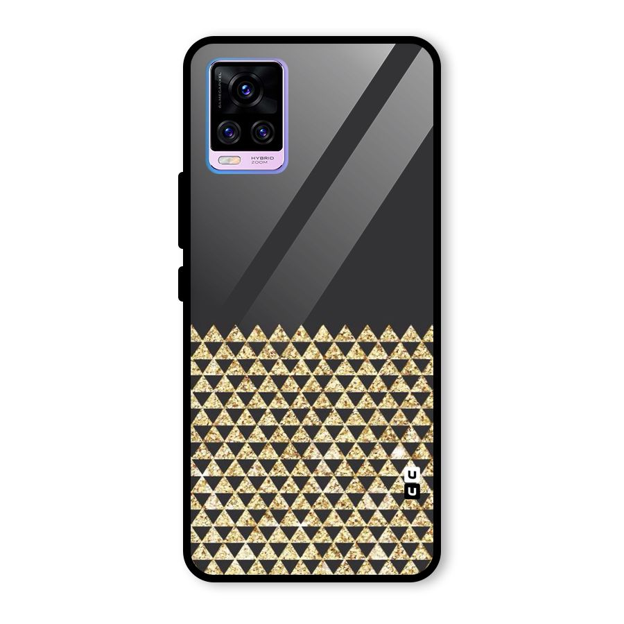 Dark Grey Golden Triangles Glass Back Case for Vivo V20 Pro