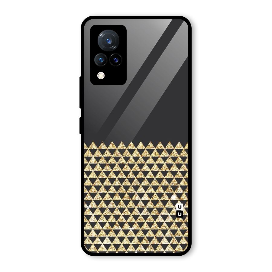 Dark Grey Golden Triangles Glass Back Case for Vivo V21 5G