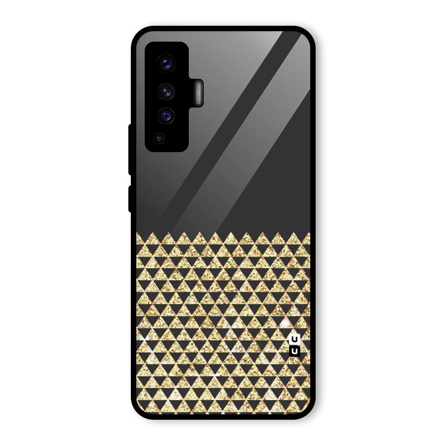 Dark Grey Golden Triangles Glass Back Case for Vivo X50