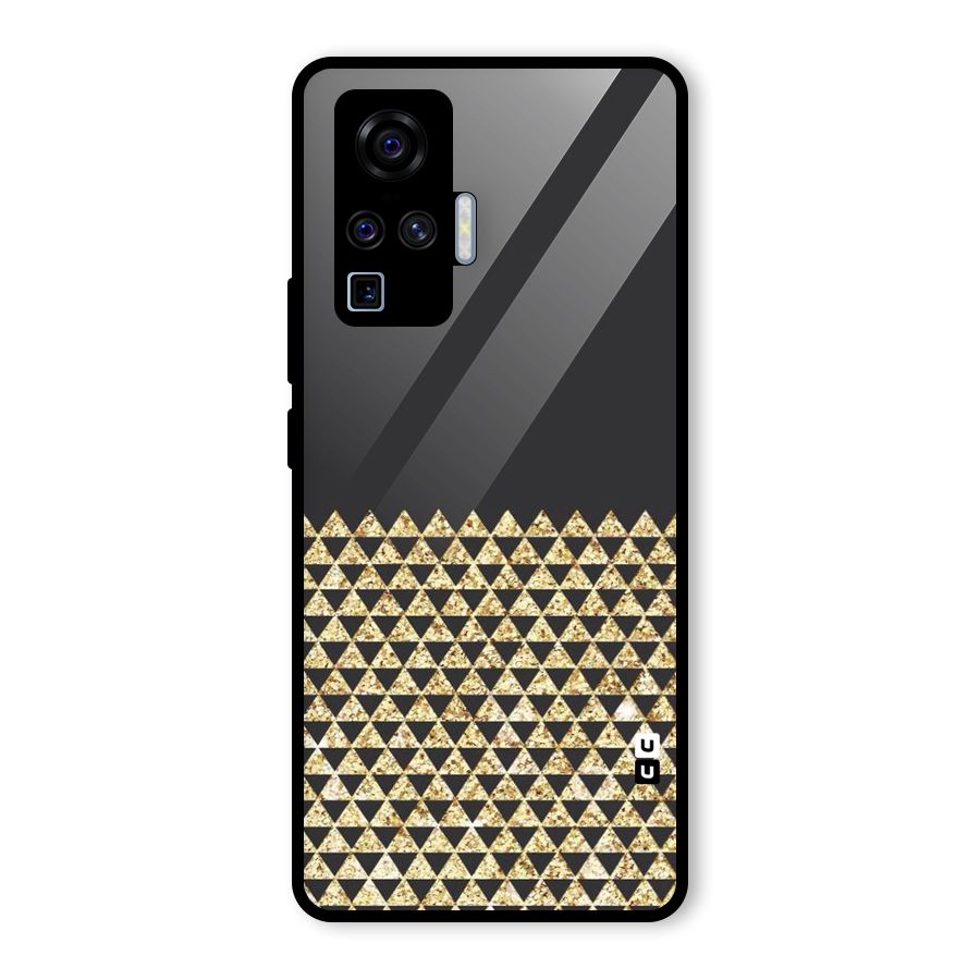 Dark Grey Golden Triangles Glass Back Case for Vivo X50 Pro