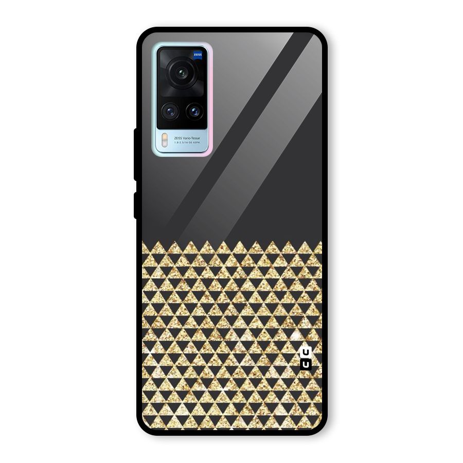 Dark Grey Golden Triangles Glass Back Case for Vivo X60