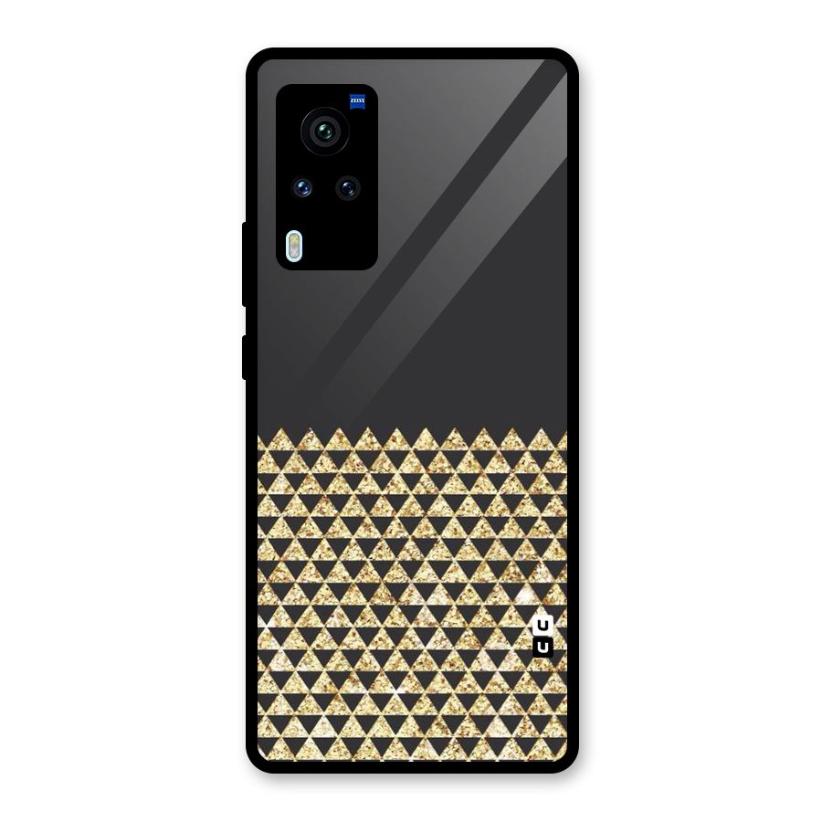 Dark Grey Golden Triangles Glass Back Case for Vivo X60 Pro