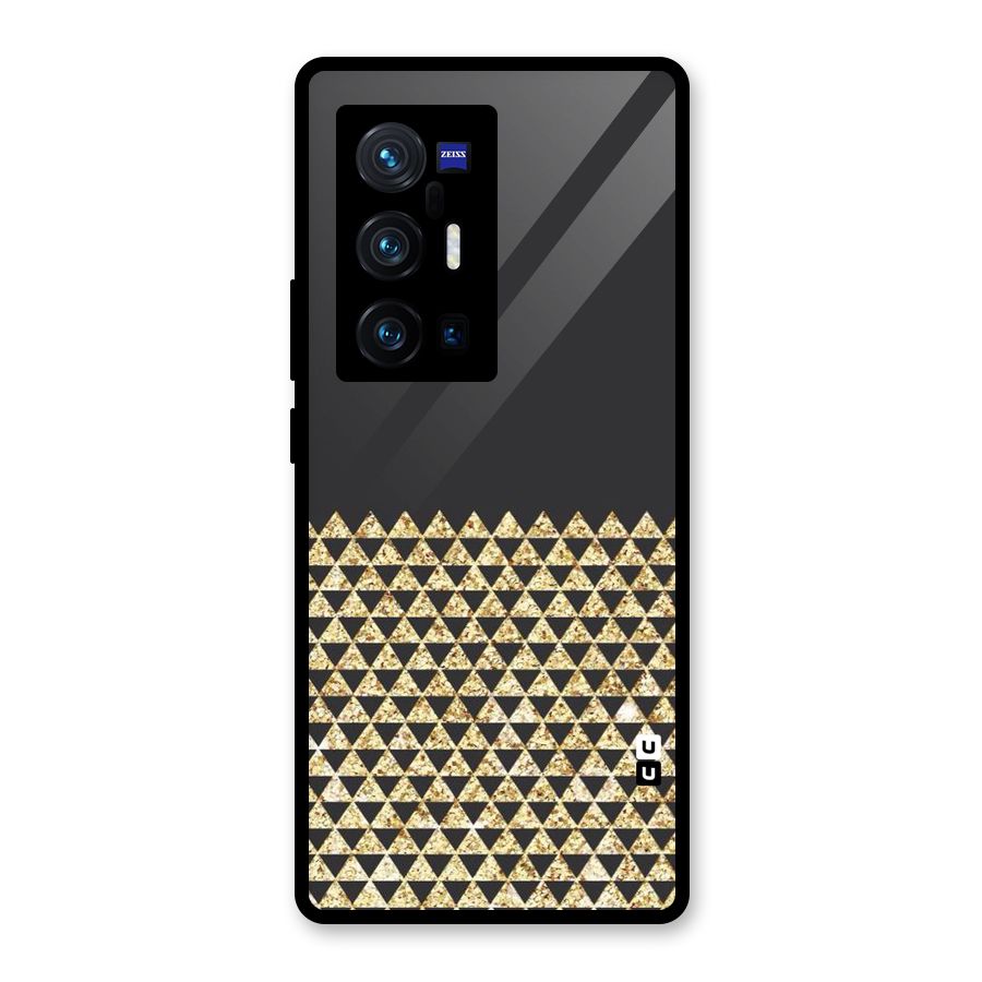 Dark Grey Golden Triangles Glass Back Case for Vivo X70 Pro Plus