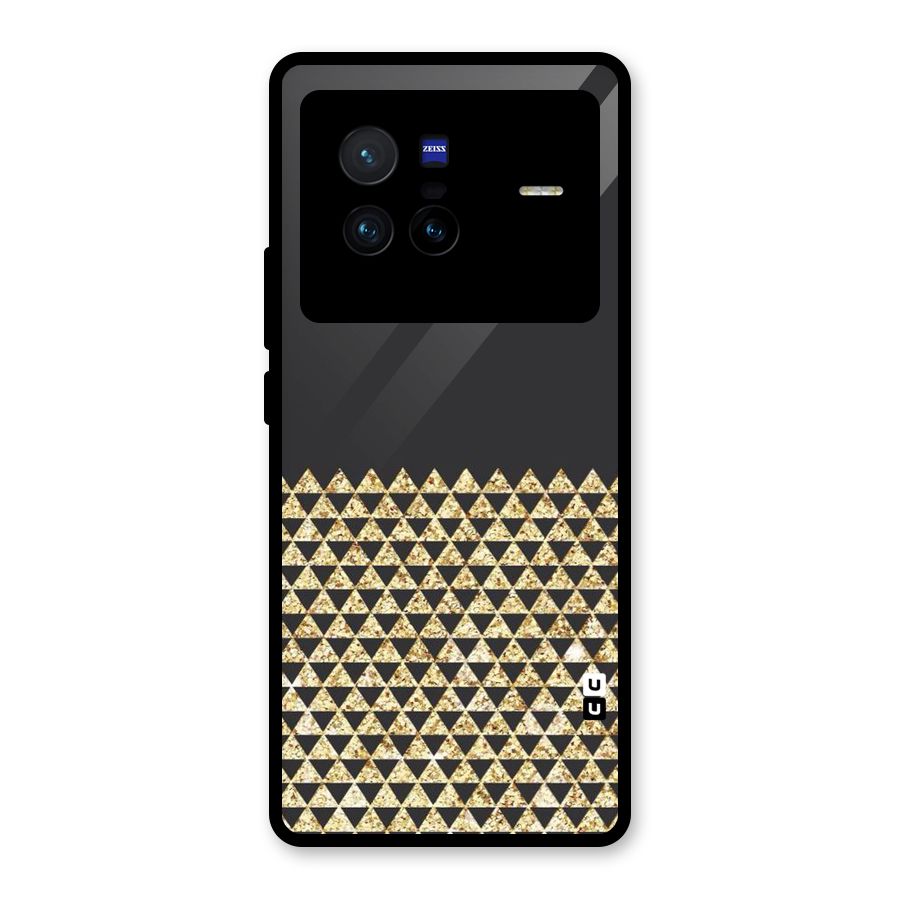 Dark Grey Golden Triangles Glass Back Case for Vivo X80