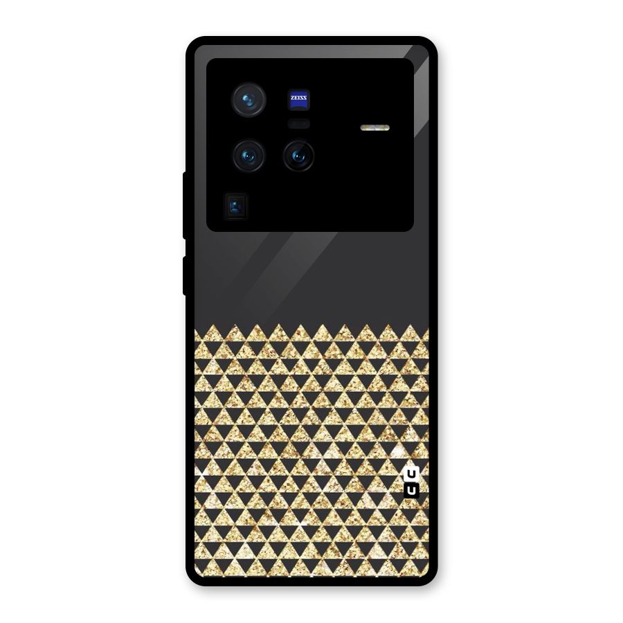 Dark Grey Golden Triangles Glass Back Case for Vivo X80 Pro