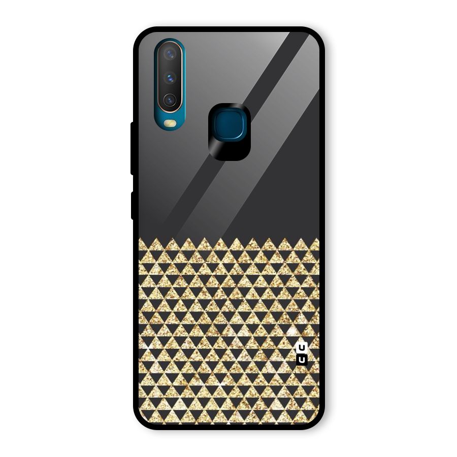 Dark Grey Golden Triangles Glass Back Case for Vivo Y15