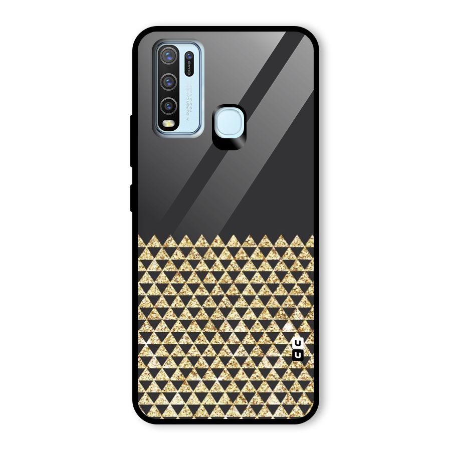 Dark Grey Golden Triangles Glass Back Case for Vivo Y50