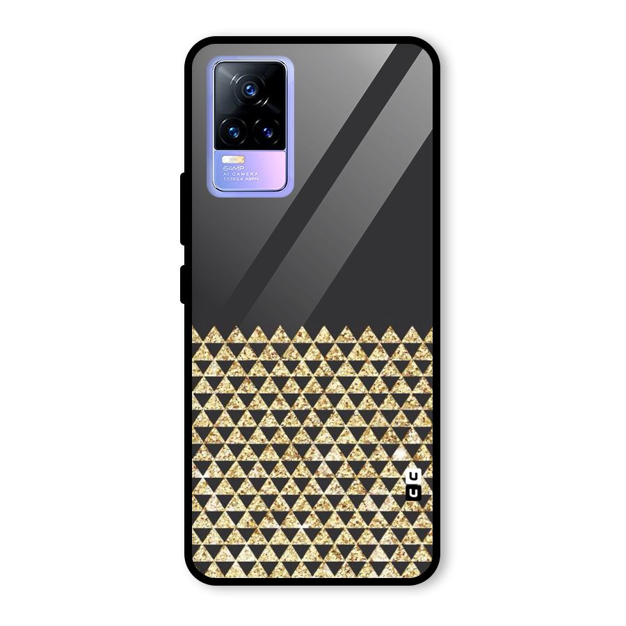 Dark Grey Golden Triangles Glass Back Case for Vivo Y73