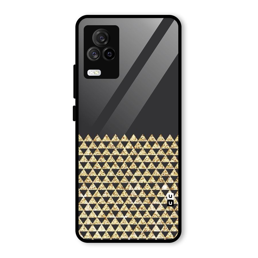 Dark Grey Golden Triangles Glass Back Case for Vivo iQOO 7 Legend 5G