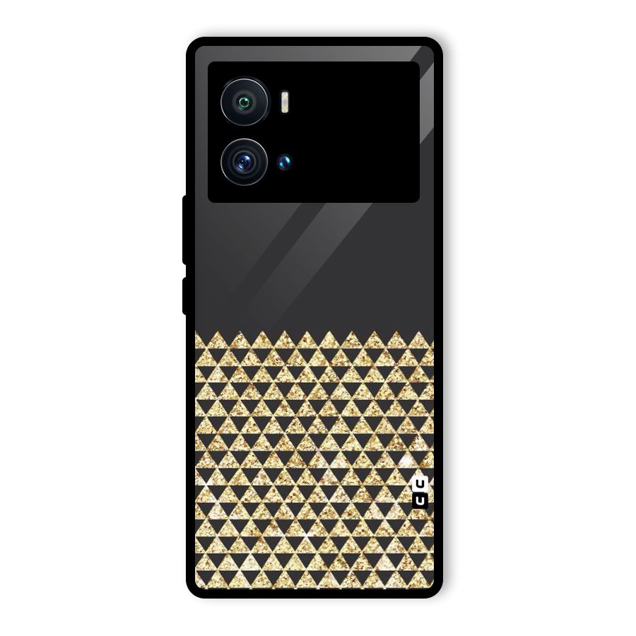 Dark Grey Golden Triangles Glass Back Case for Vivo iQOO 9 Pro