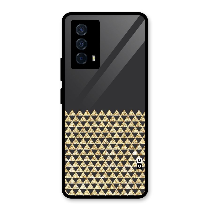 Dark Grey Golden Triangles Glass Back Case for Vivo iQOO Z5