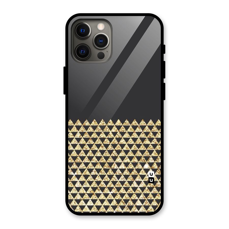 Dark Grey Golden Triangles Glass Back Case for iPhone 12 Pro Max