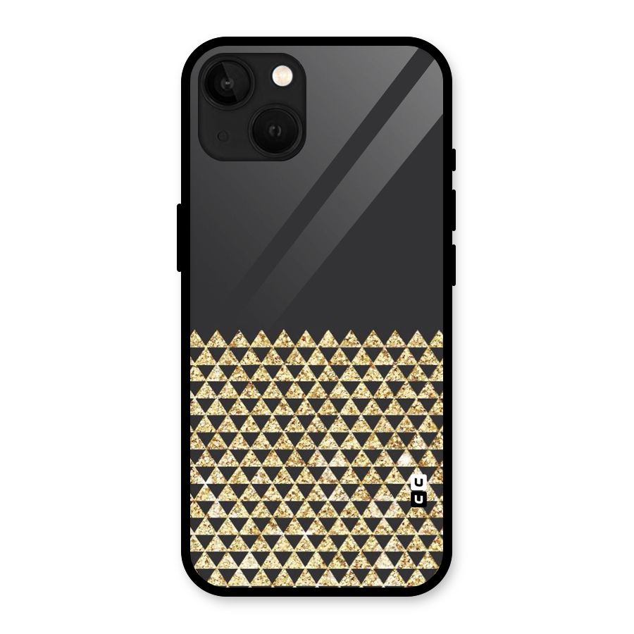 Dark Grey Golden Triangles Glass Back Case for iPhone 13