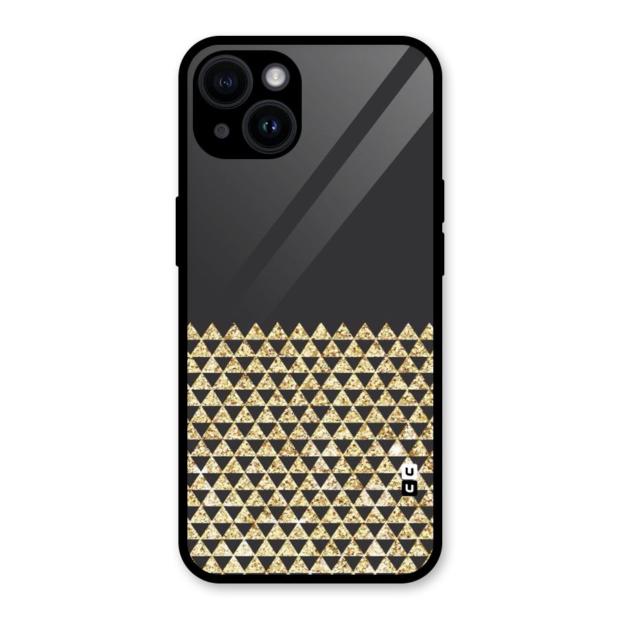 Dark Grey Golden Triangles Glass Back Case for iPhone 14