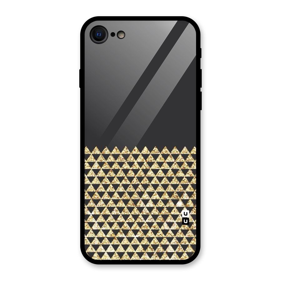 Dark Grey Golden Triangles Glass Back Case for iPhone SE 2022