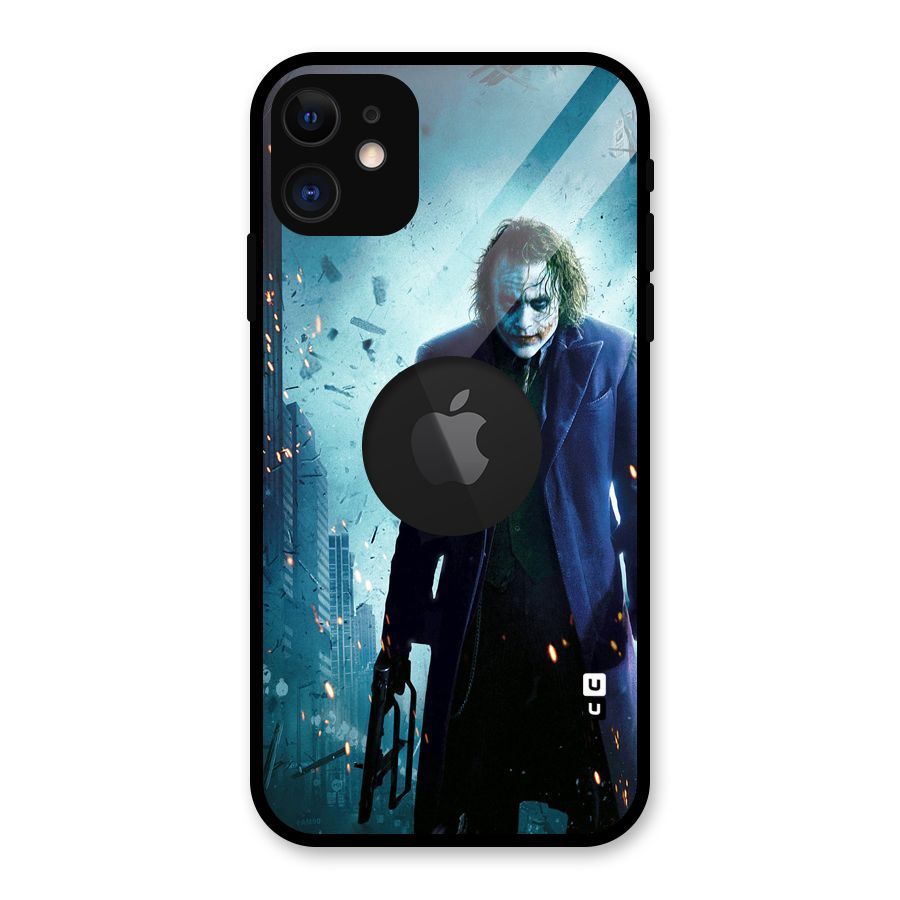 Dark Knight Joker Glass Back Case for iPhone 11 Logo Cut