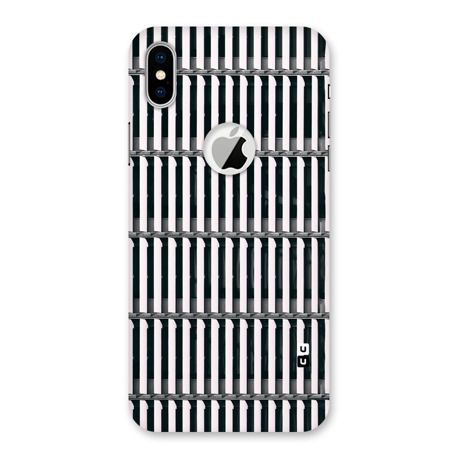 Dark Lines Pattern Back Case for iPhone X Logo Cut