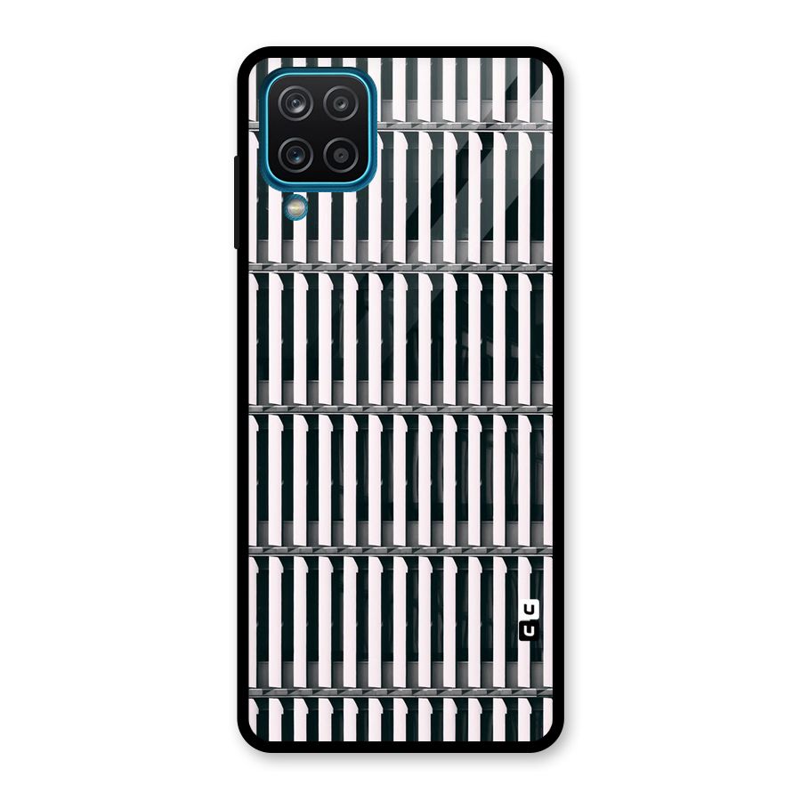 Dark Lines Pattern Glass Back Case for Galaxy A12