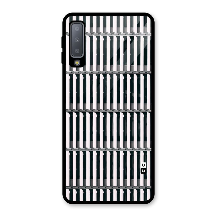 Dark Lines Pattern Glass Back Case for Galaxy A7 (2018)