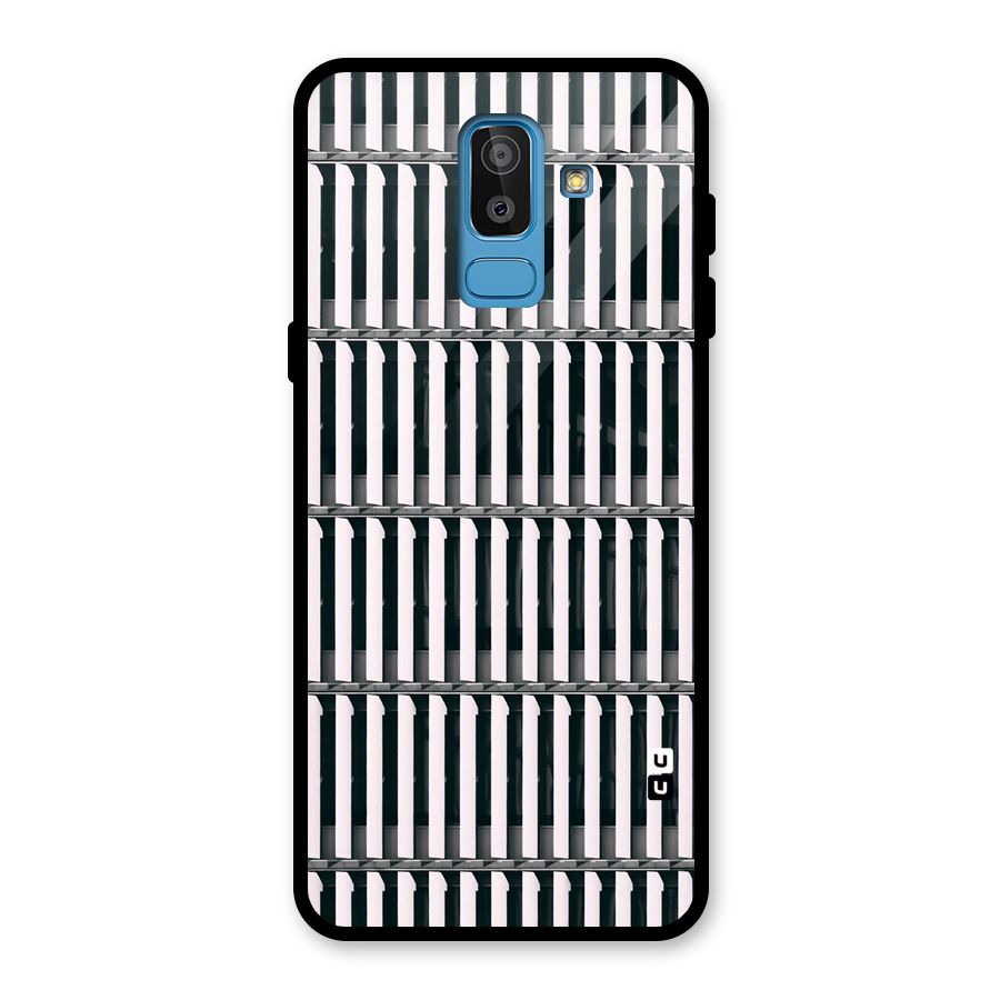 Dark Lines Pattern Glass Back Case for Galaxy J8