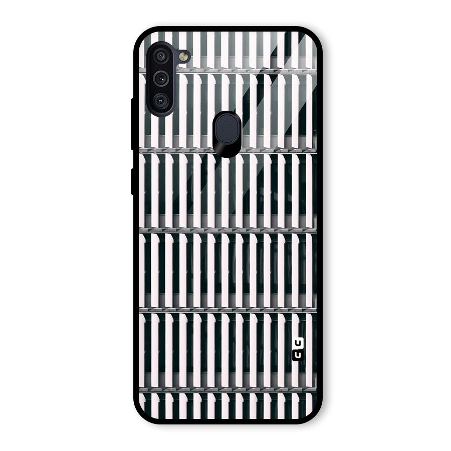 Dark Lines Pattern Glass Back Case for Galaxy M11