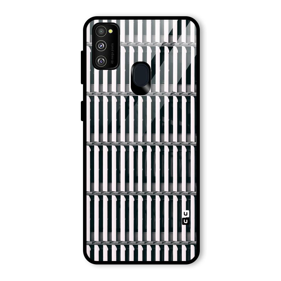 Dark Lines Pattern Glass Back Case for Galaxy M30s