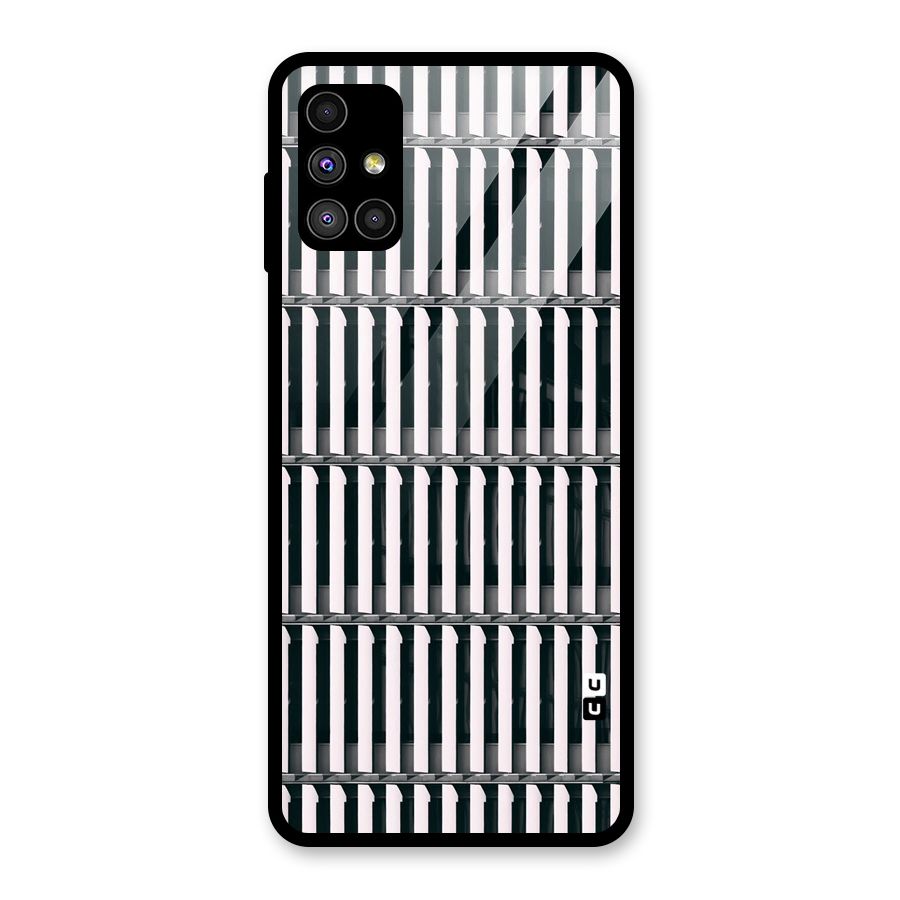 Dark Lines Pattern Glass Back Case for Galaxy M51