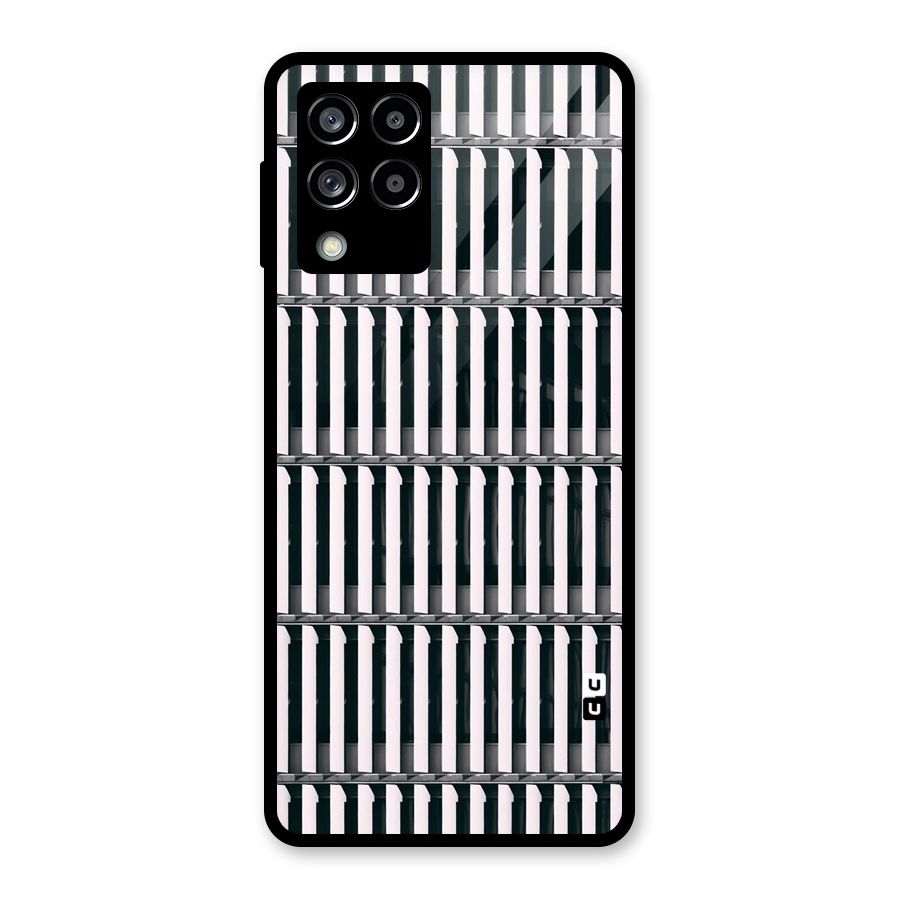 Dark Lines Pattern Glass Back Case for Galaxy M53 5G
