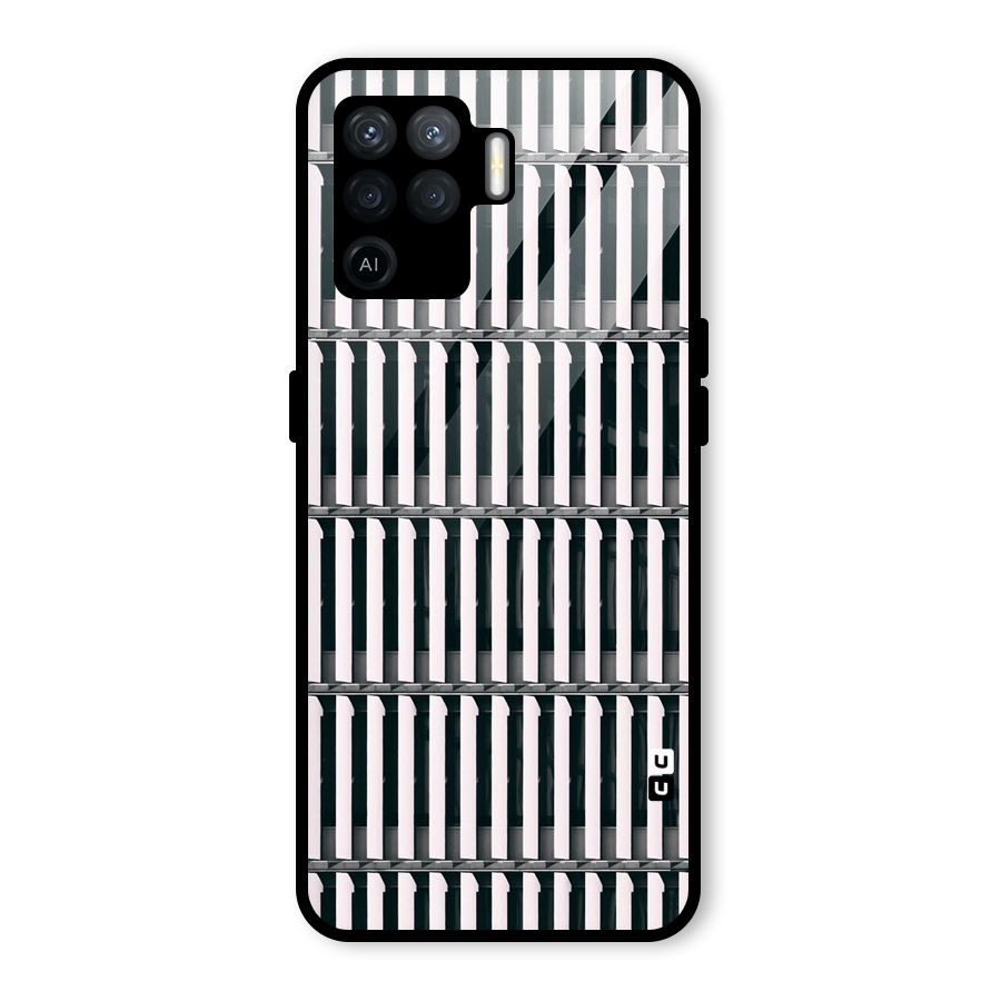 Dark Lines Pattern Glass Back Case for Oppo F19 Pro