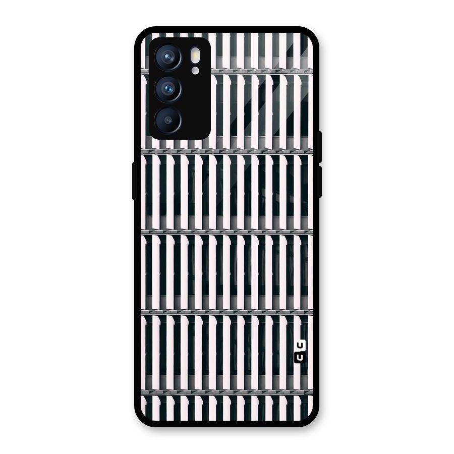 Dark Lines Pattern Glass Back Case for Oppo Reno6 5G